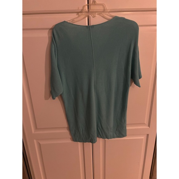 Talbots Womens V-Neck Short Sleeve Knit Sweater Light Blue Cotton Rayon M - Picture 4 of 6